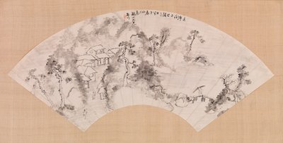 Fächer, der eine Landschaft darstellt, ca. 1600 von Chinese School